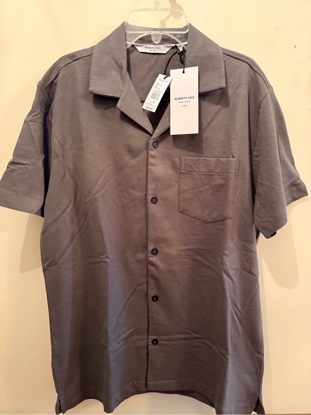 Kenneth Cole Men’s Short-Sleeve Button Shirt - Gray